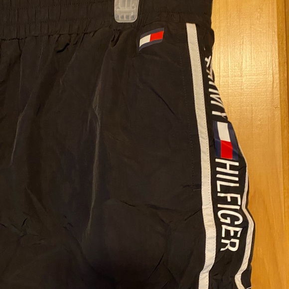 Tommy Hilfiger Sport Women’s Black Athletic Shorts with White Stripe and Logo - Picture 5 of 6